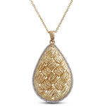 Toscano Two-Tone Woven Domed Pear Necklace 14K