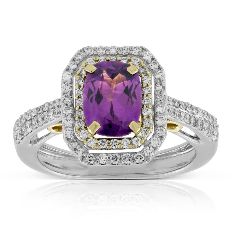 Purple Garnet & Diamond Ring 14K image number 0