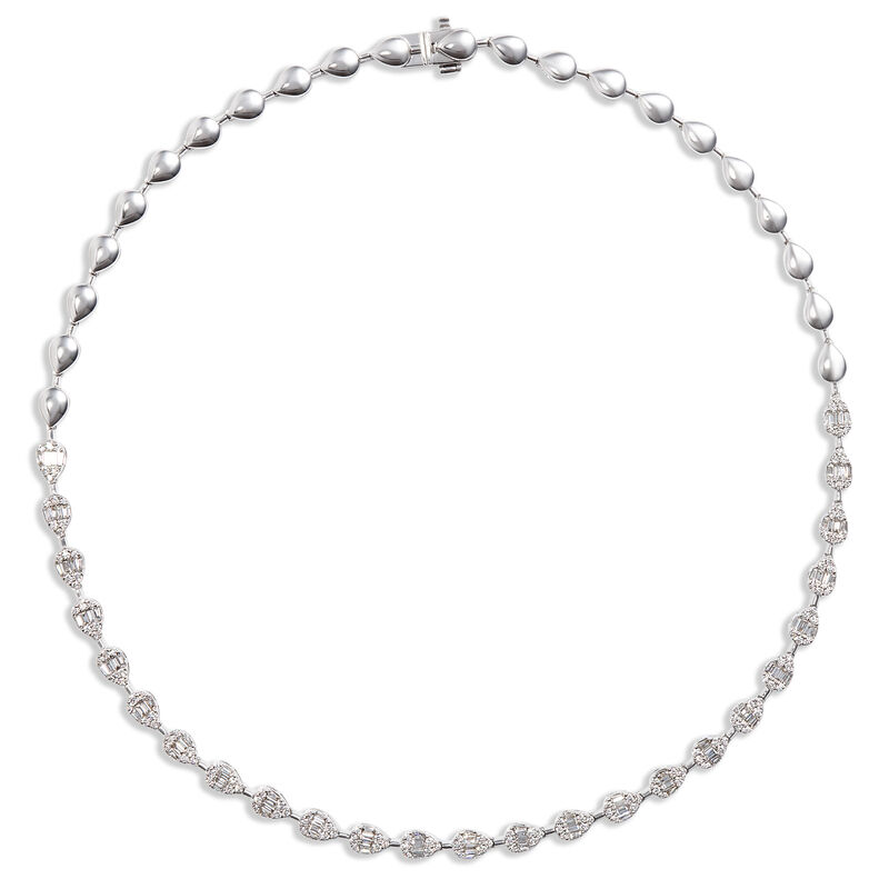 Pear Shaped Diamond Necklace, 2 &frac12; Total Carat Weight, 14K White Gold image number 0