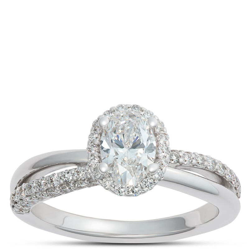 Split-Shank Oval Diamond Engagement Ring, 14k White Gold image number 0