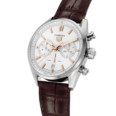 TAG Heuer Carrera Heuer 02 Automatic Mens Grey Leather Chronograph Watch