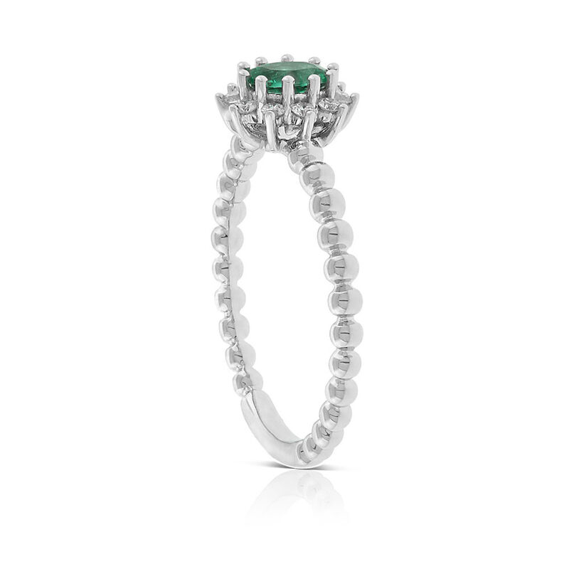 Oval Emerald & Diamond Halo Ring 14K image number 1