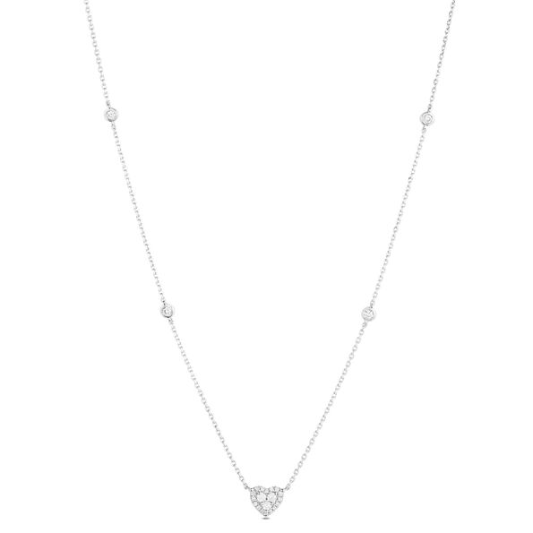Diamond Heart Pendant Necklace, 14k White Gold