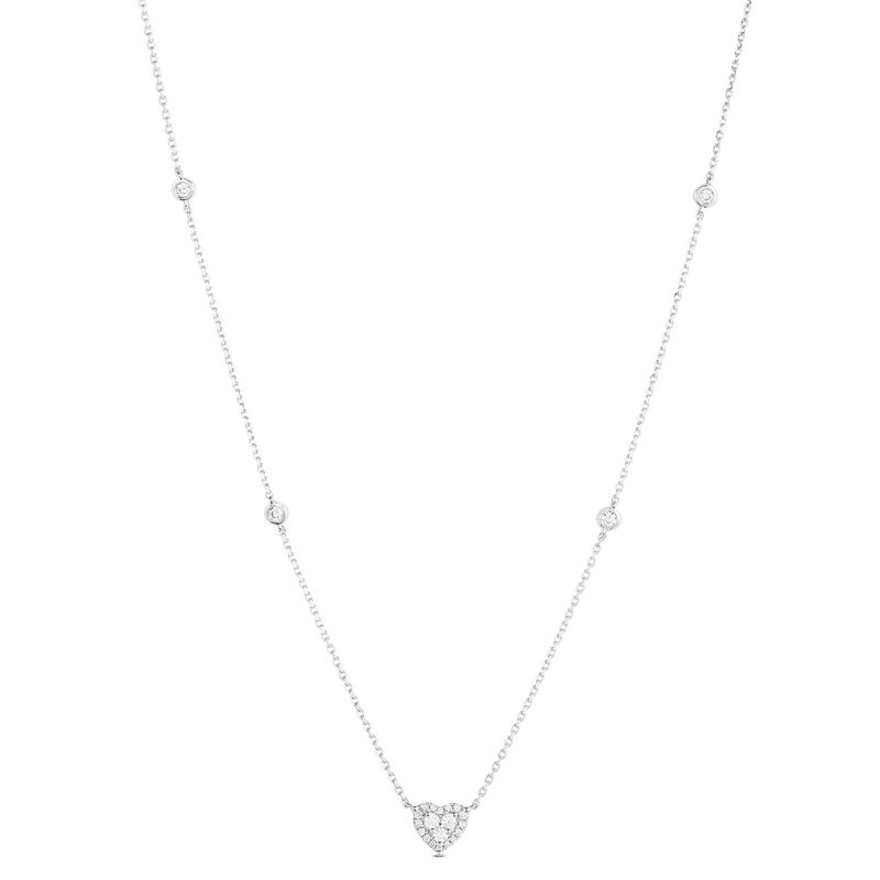 Diamond Heart Pendant Necklace, 14k White Gold image number 2