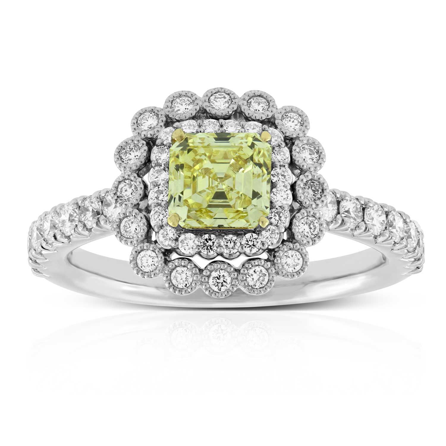 Fancy Intense Yellow Diamond Engagement Ring 18K, 9/10 ct. Center