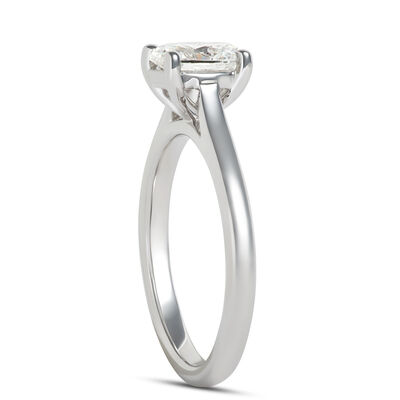 Solitaire Oval Diamond Engagement Ring, 14K White Gold