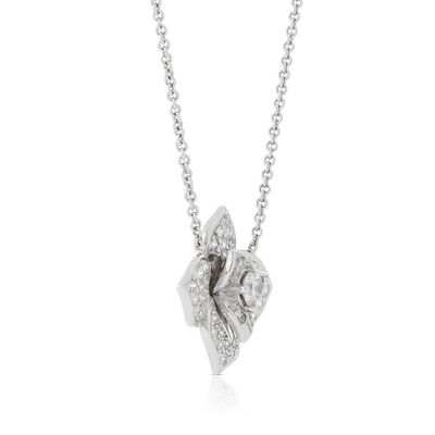 Pavé Diamond Flower Necklace 14K