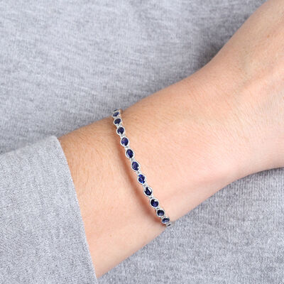 Sapphire & Diamond Bangle Bracelet 14K