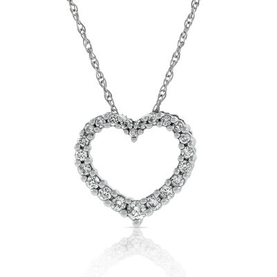 Graduated Diamond Heart Pendant 14K, 1/5 ctw.