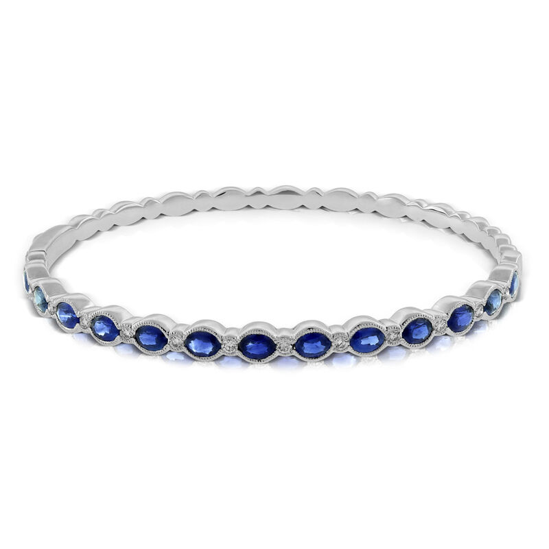Sapphire & Diamond Bangle Bracelet 14K