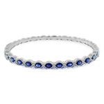 Sapphire & Diamond Bangle Bracelet 14K