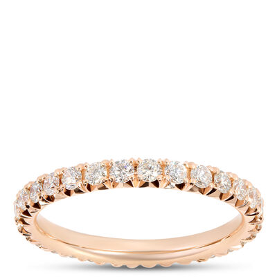 Classic Round Diamond Eternity Ring, 1 Carat Total Weight, 14K Rose Gold Size 7.5