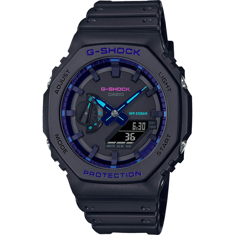 G-Shock Neon Blue Detailed Watch Octagon Bezel, 46.2mm image number 0