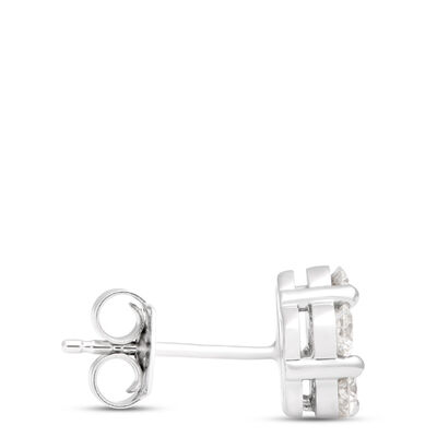 Classic Floral Diamond Studs, 1 Carat, 14K White Gold