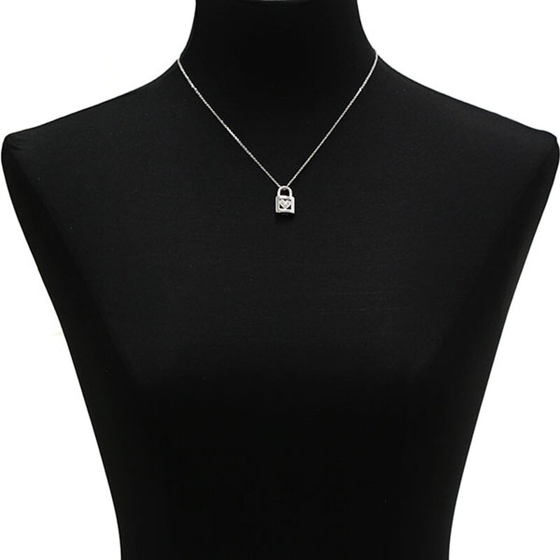 Diamond Padlock Pendant in Sterling Silver
