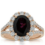 Rose Gold Rhodolite Garnet & Diamond Ring 14K