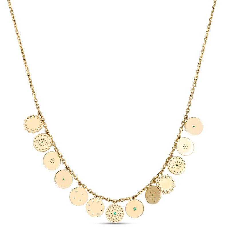 Charm Necklace with 13 Discs, 14K Yellow Gold image number 1