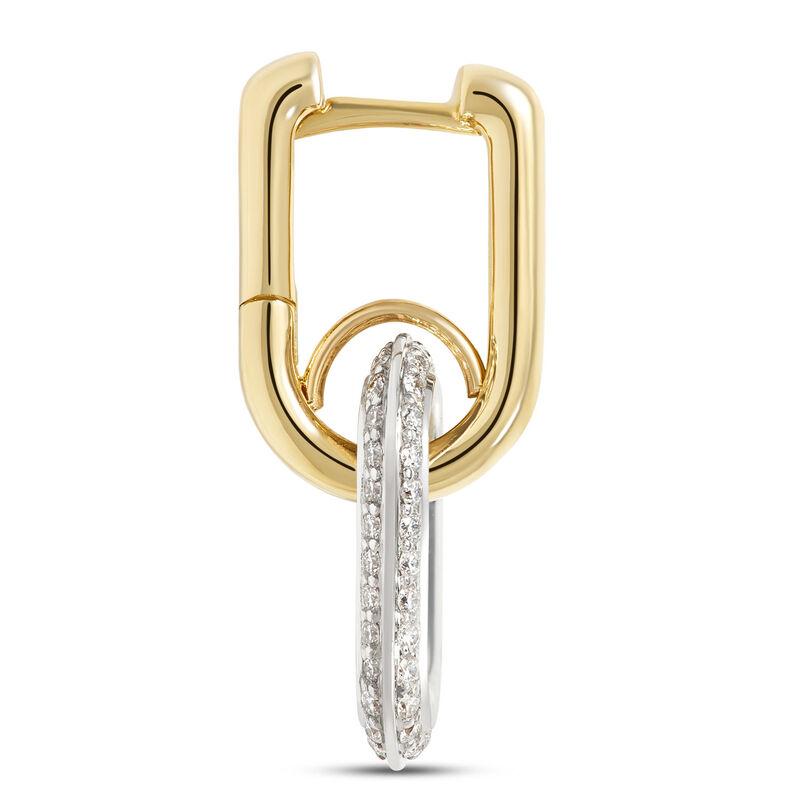 Toscano Paperclip Hoop Earrings, 2/3 Carat Total Weight, 18K Yellow and White Gold image number 1