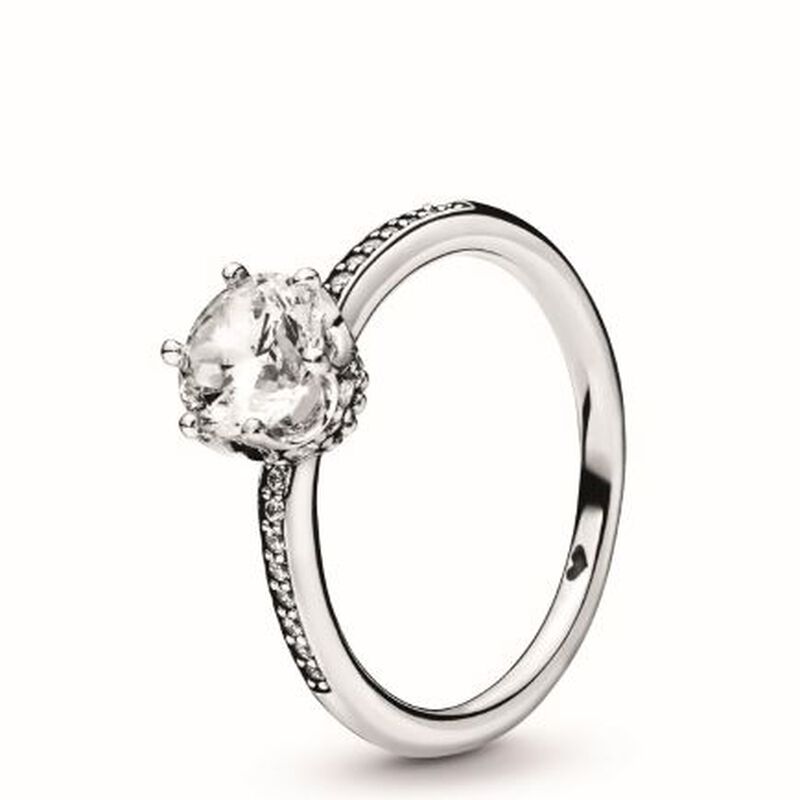 Pandora Clear Sparkling Crown Solitaire CZ Ring image number 1