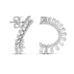Curved Fan Diamond Earrings 14K
