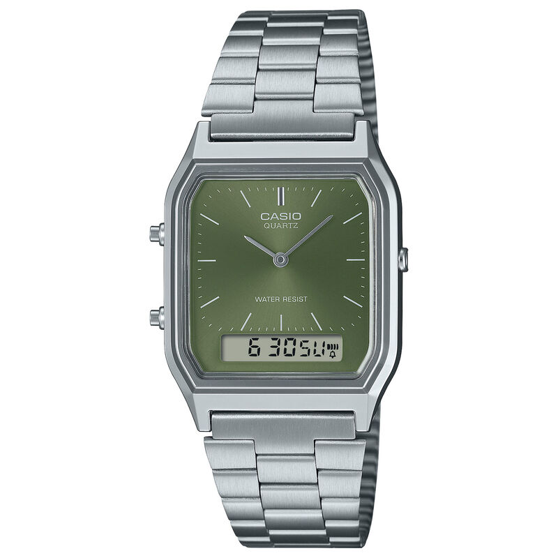 Casio Vintage Green Dial Watch, 29.8mm x 38.8mm image number 0