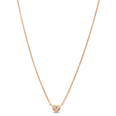 Classic Tiny Heart Pendant Necklace, 14K Rose Gold