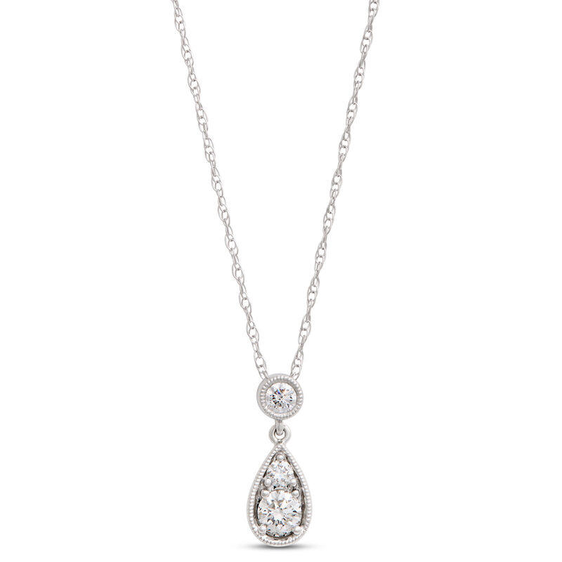 Pear Shaped Pendant with Round Diamonds, ⅓ Total Carat Weight, 14K White Gold image number 0