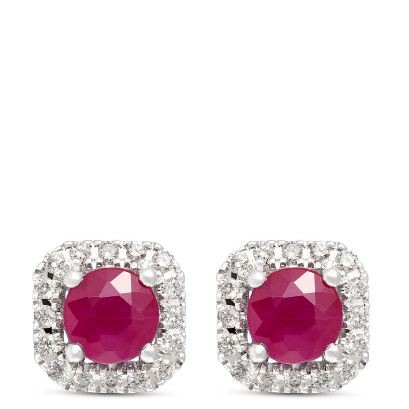 Rudy Studs with Diamond Halo, 14K White Gold image number 0