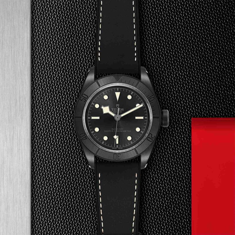 TUDOR Black Bay Watch Ceramic Case Black Dial Leather And Rubber Strap, 41mm image number 4