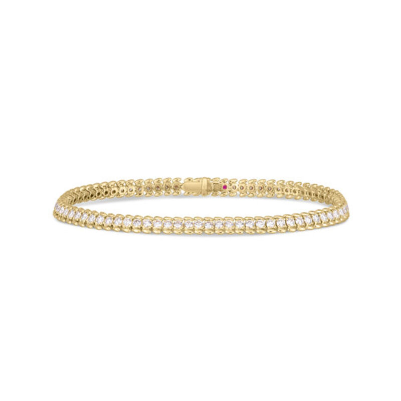 Roberto Coin 18K Yellow Gold Classic Diamond Ribbed Tennis Bracelet image number 0
