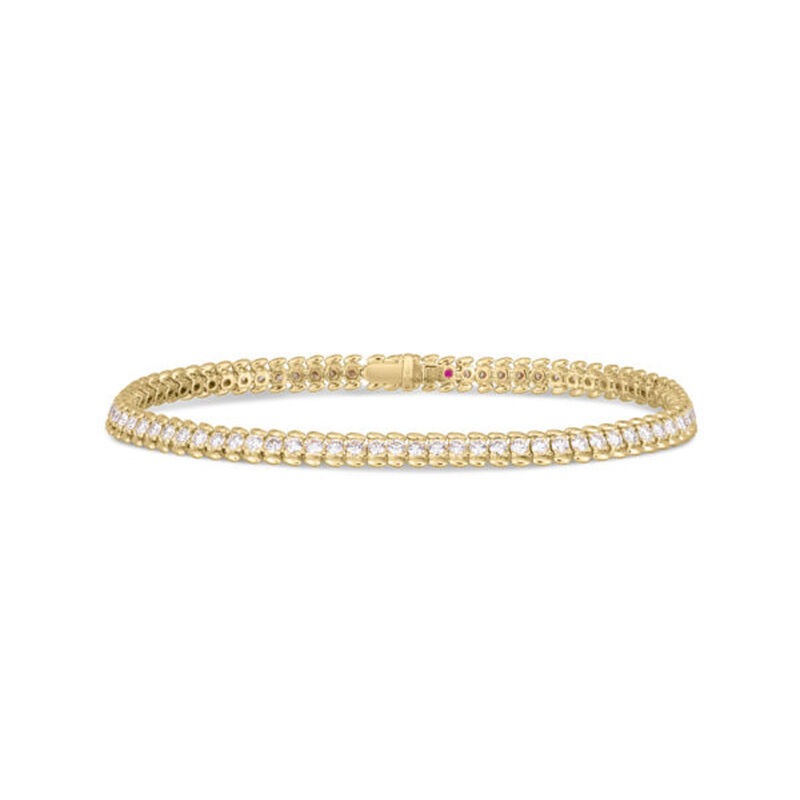 Roberto Coin Classic Diamond Ribbed Tennis Bracelet 18K Yellow Gold, 7" image number 0