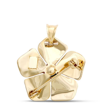 Toscano Floral Enamel Brooch, 14K Yellow Gold