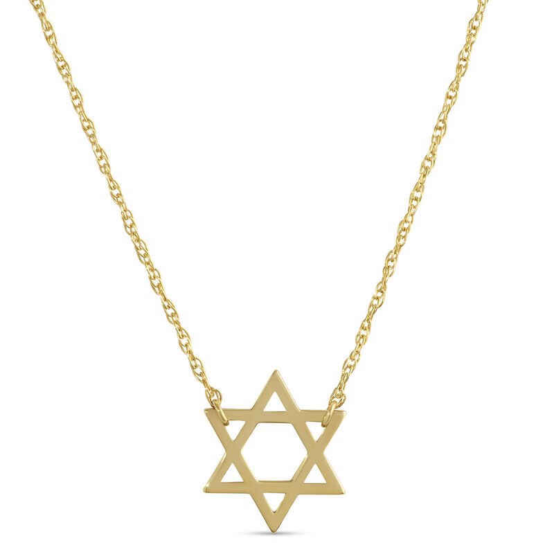 Mini Star of David Necklace, 14K Yellow Gold image number 0