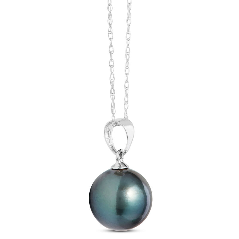 Cultured South Sea Tahitian Pearl Pendant, 14K White Gold image number 2