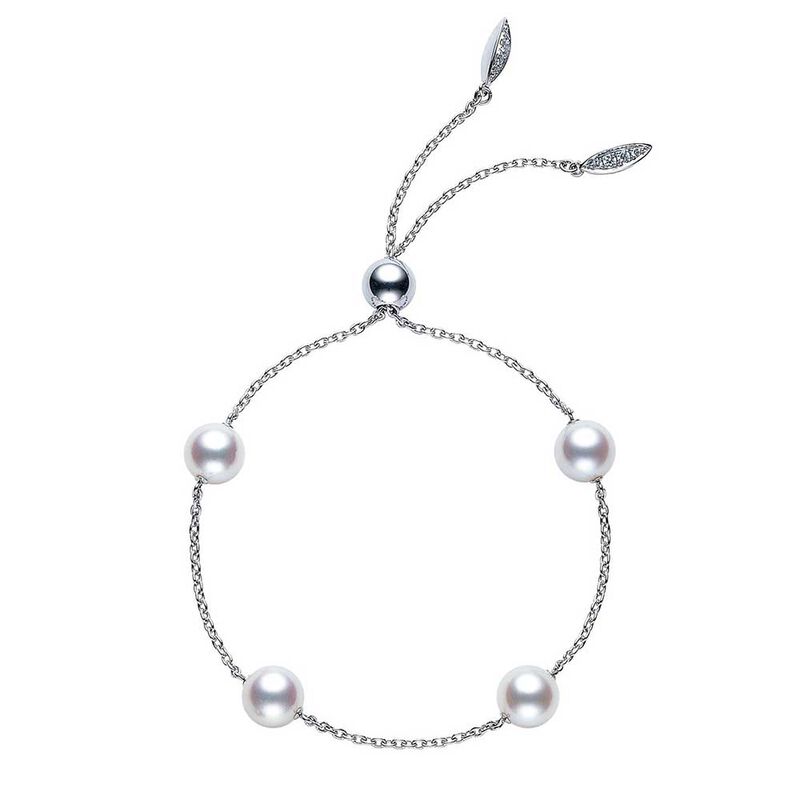 Mikimoto Akoya Cultured Pearl & Diamond Bolo Bracelet 18K image number 0