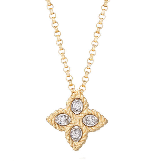 Roberto Coin Princess Flower Diamond Necklace 14K
