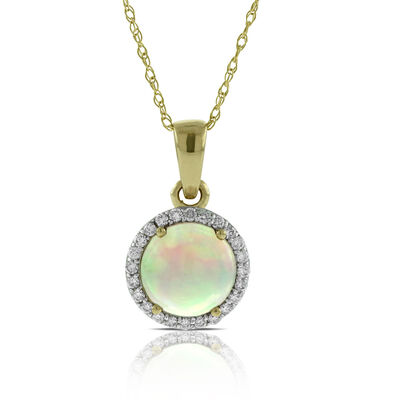 Opal & Diamond Pendant 14K