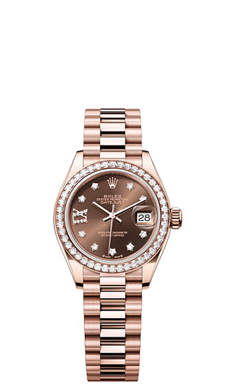 Rolex Lady-Datejust Oyster, 28 mm, Everose gold and diamonds - M279135RBR-0001 at Ben Bridge