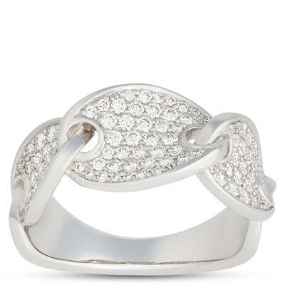 Oval Links Pave Diamond Ring, ⅔ Total Carat Weight, 14K White Gold