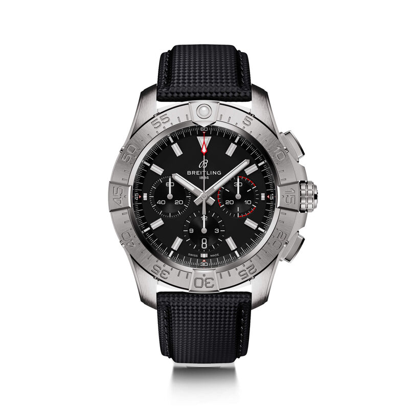 Breitling Avenger B01 Chronograph Watch Black Dial Black Leather Strap, 44mm image number 1