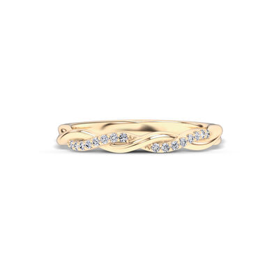 Classic Round Diamond Band with Twisted Shank, 0.08 Carat Total Weight, 14K Yellow Gold