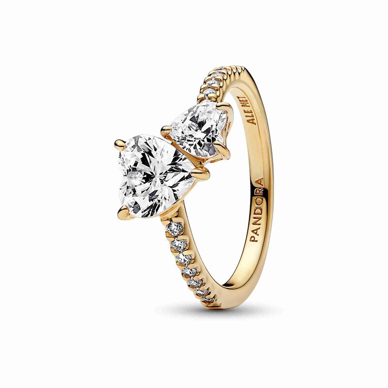 Pandora Double Heart Sparkling Ring image number 1