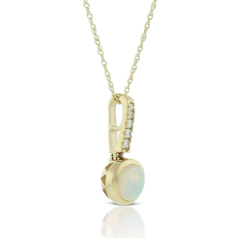 Bezel Set Opal & Diamond Necklace 14K image number 2