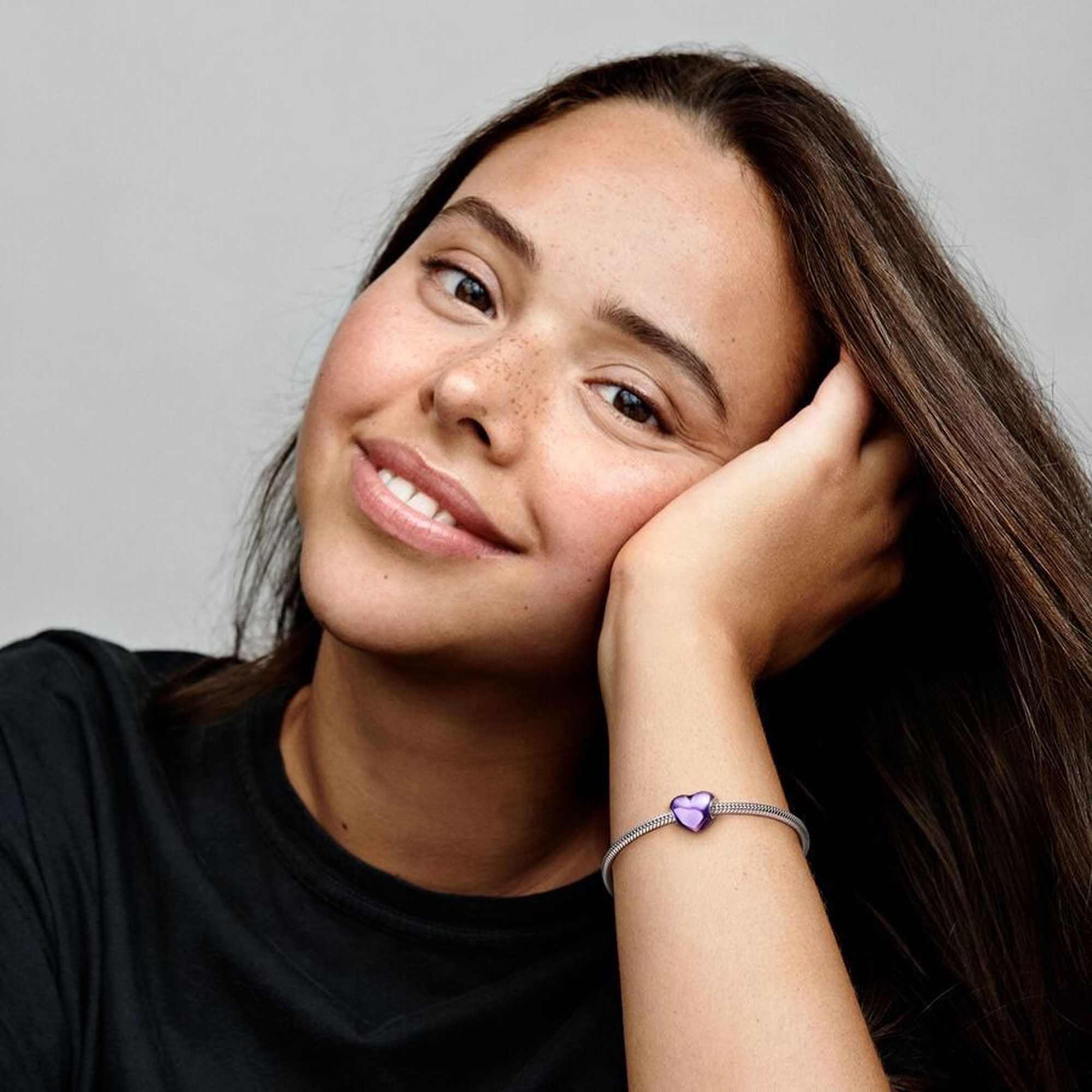 Pandora Metallic Purple Heart Charm