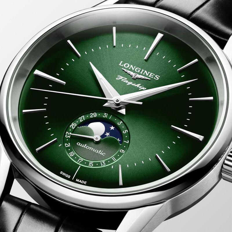 Longines Flagship Heritage Moonphase Green Dial Watch, 38.5mm image number 3