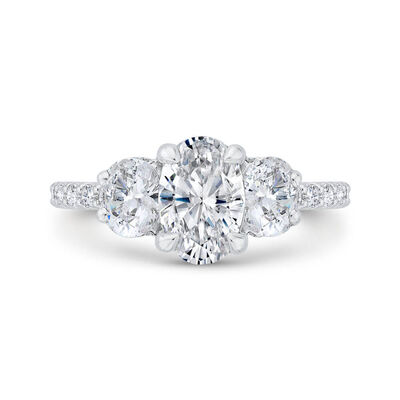 Bella Ponte 3-Stone Oval Diamond Engagement Ring 14K