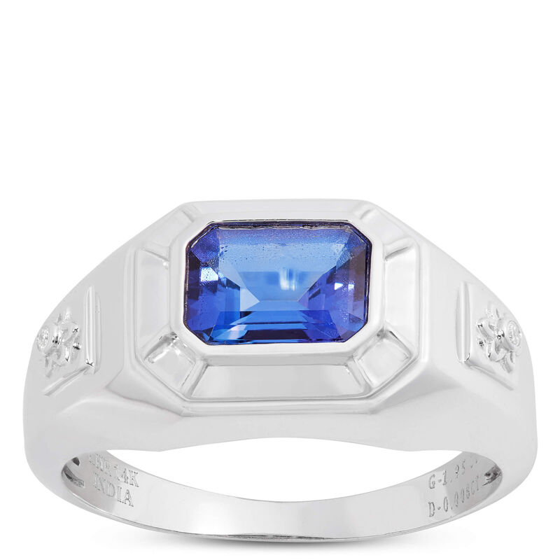 Octagon Tanzanite and Diamond Ring, 14K White Gold image number 0