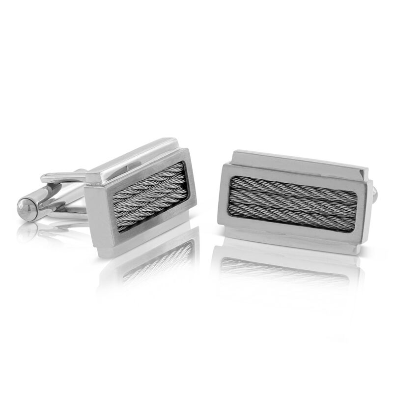 Cable Cuff Links in Stainless Steel image number 0