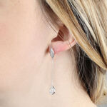 Blue Topaz & Diamond Dangle Earrings 14K