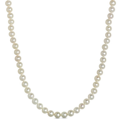 Classic 18-Inch Cultured Pearl Necklace, 14K Yellow Gold